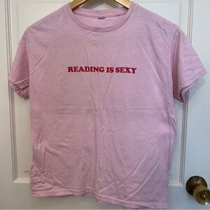 In Print We Trust 'Reading is Sexy' Light Pink Baby Tee